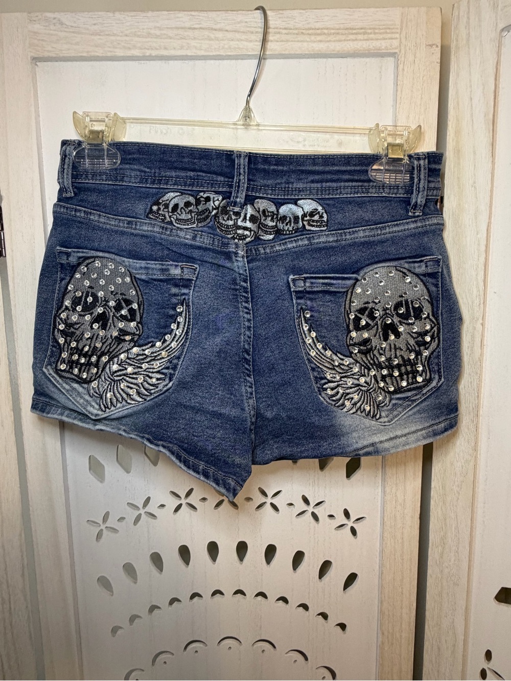 Skull & Stud Denim Shorts